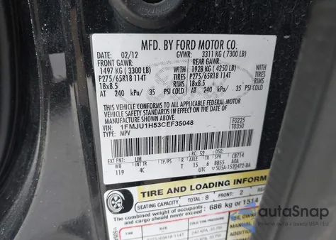 2012 Ford Expedition Xlt z USA, uszkodzony, nr VIN 1FMJU1H53CEF35048